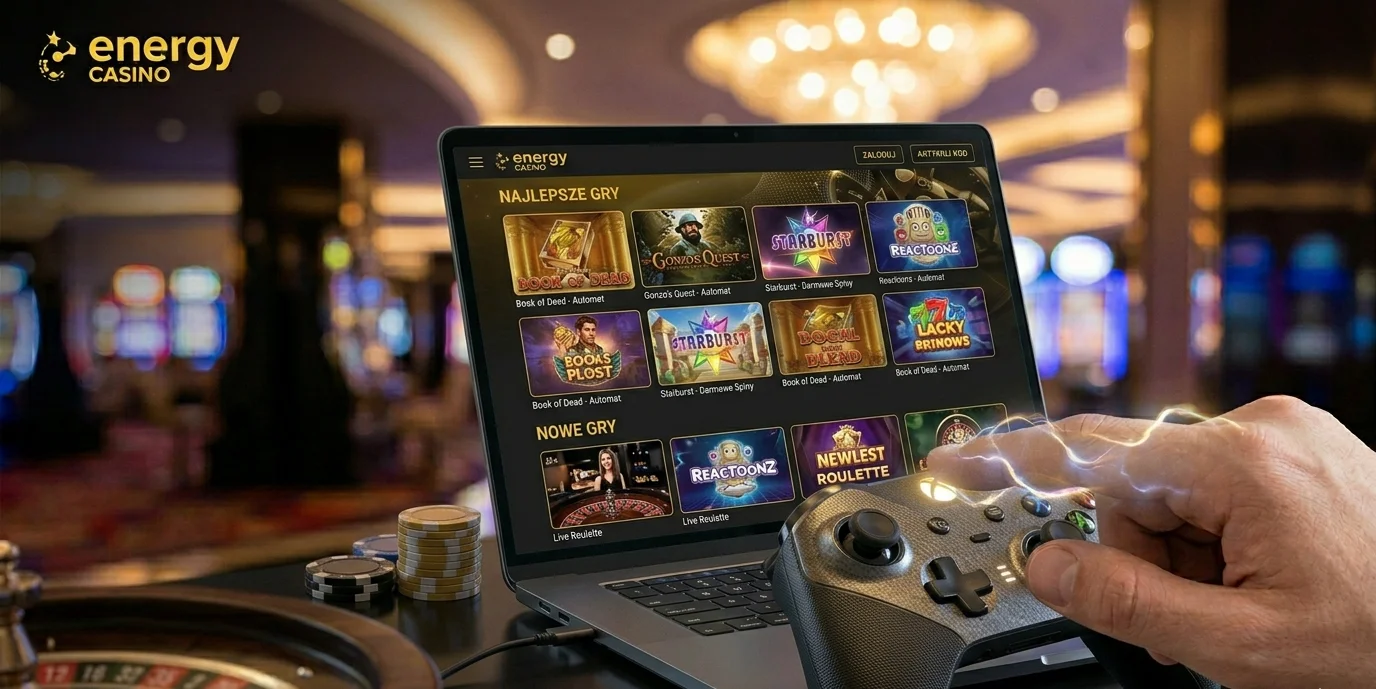 Biblioteka najlepszych slotów Energy Casino na laptopie